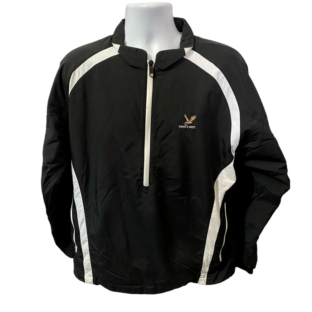 Footjoy Medium Waterproof Long Sleeve Rain Pullover Hawk's Nest Logo Black
